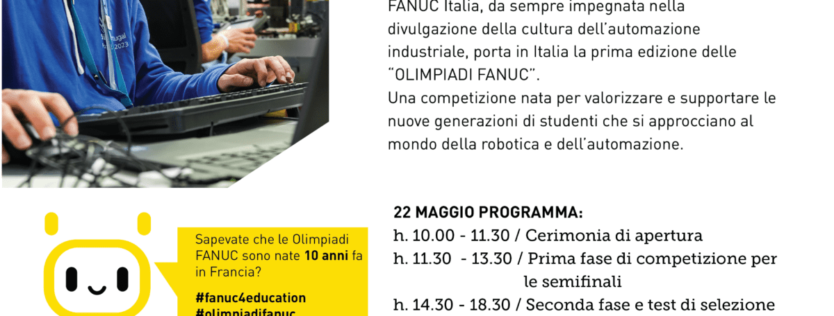 Appuntamento il 22 e 23 maggio 2023 con la 1° edizione delle Olimpiadi Fanuc 3